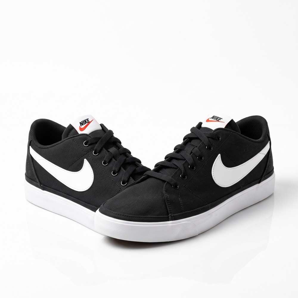 Nike Court Legacy Men Size 12 Black White Canvas Low Top Sneakers CW6539-002